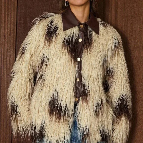 Multicolor Casual Women's Faux Fur Christmas Coat